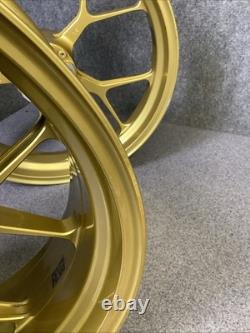 03 Kawasaki ZX9R PVM Forged Front Rear Wheel Rim Set Gold ZX-9R (R42)