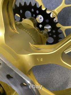 03 Kawasaki ZX9R PVM Forged Front Rear Wheel Rim Set Gold ZX-9R (R42)