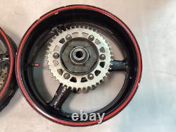 08-16 Honda CBR1000RR Front Rear Wheels Rims Rotors Sprocket Hub Black OEM
