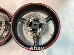 08-16 Honda CBR1000RR Front Rear Wheels Rims Rotors Sprocket Hub Black OEM