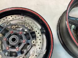 08-16 Honda CBR1000RR Front Rear Wheels Rims Rotors Sprocket Hub Black OEM