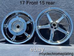 09-16 Chrome Honda Interstate Rim Wheels 17 Front 15 Rear VT1300 Exchange Progra