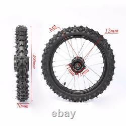 12mm Front 60/100-14 Rear 80/100-12 Tire Rim Wheel Pit Dirt Bike Motocross Razor