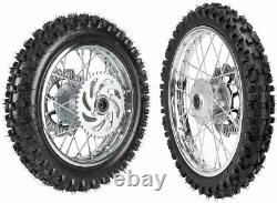 12mm Front 60/100-14+Rear 80/100-12 Wheel Rim Tires 110 125cc Dirt Bike SSR CRF