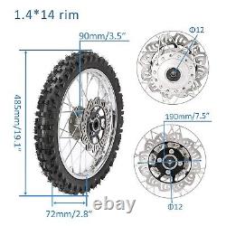 12mm Front 60/100-14+Rear 80/100-12 Wheel Rim Tires 110 125cc Dirt Bike SSR CRF