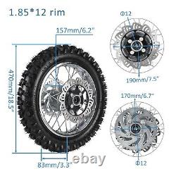 12mm Front 60/100-14+Rear 80/100-12 Wheel Rim Tires 110 125cc Dirt Bike SSR CRF