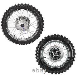 12mm Front 60/100-14+Rear 80/100-12 Wheel Rim Tires 110 125cc Dirt Bike SSR CRF