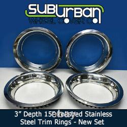 1515d3 Chevy Gm 3 Depth Steel Rally Wheel 15 Trim Rings Beauty Rings New Set 4