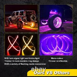 15.5 LED Wheel Ring Lights RGB Color Chasing Turn&Brake Signal Music Bluetooth