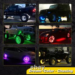 15.5 LED Wheel Ring Lights RGB Color Chasing Turn&Brake Signal Music Bluetooth