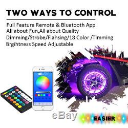 15 RGB LED Illuminated Wheel Rings Rim Light Kit withSwitch Bluetooth App Control