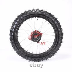 15mm Front Wheel 60/100-14 Rear 80/100-12 Tire Rim Rotor Pit Bike 50/70/110cc