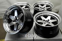 15x8 Wheels Black Rims Honda Civic Accord Miata Mini Cooper Scion xB Corolla (4)