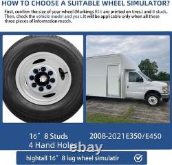 16 8-Lug Stainless Steel Wheel Simulators 4pc for Ford E350/E450