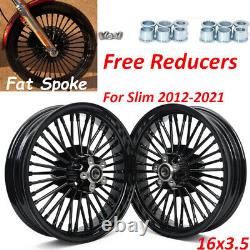 16x3.5 Fat Spoke Wheels for Harley Softail Slim FLSL 2012-2021 Gloss Black