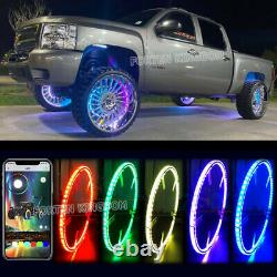 17'' Car Truck LED Wheel Ring Rim Light Kit Illuminate RGB with Blue tooth App