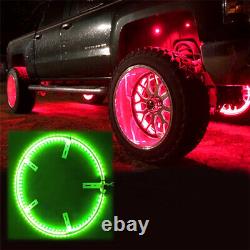 17'' Car Truck LED Wheel Ring Rim Light Kit Illuminate RGB with Blue tooth App