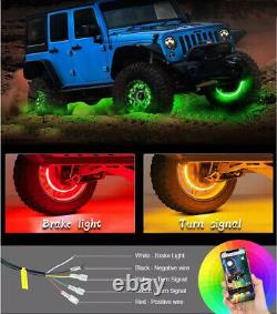 17'' Car Truck LED Wheel Ring Rim Light Kit Illuminate RGB with Blue tooth App