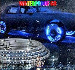 17'' Car Truck LED Wheel Ring Rim Light Kit Illuminate RGB with Blue tooth App