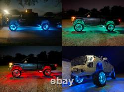 17'' Car Truck LED Wheel Ring Rim Light Kit Illuminate RGB with Blue tooth App