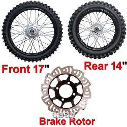17 Front & 14 Rear Rim and Tire Set with 4-Bolt 190mm Brake Rotors Disc Brake