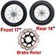17 Front & 14 Rear Rim and Tire Set with 4-Bolt 190mm Brake Rotors Disc Brake