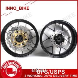 17 Gloss Black Front Rear Wheels Rims Brake Rotors For Honda CBR600RR 2007-2017