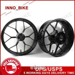 17 Gloss Black Front Rear Wheels Rims Brake Rotors For Honda CBR600RR 2007-2017
