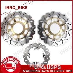 17 Gloss Black Front Rear Wheels Rims Brake Rotors For Honda CBR600RR 2007-2017