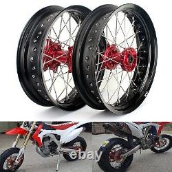 17'' Supermoto Wheels Set for Honda CRF250R CRF450R CRF450X CRF250X CR 125 RED