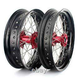 17'' Supermoto Wheels Set for Honda CRF250R CRF450R CRF450X CRF250X CR 125 RED