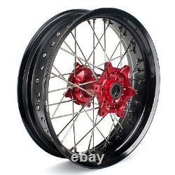 17'' Supermoto Wheels Set for Honda CRF250R CRF450R CRF450X CRF250X CR 125 RED