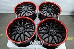 17 Wheels Fit Elantra Santa Fe Tiburon Forte Civic Accord Black Red Rims 5 Lugs