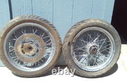 18 X 3.5 Spoke Chrome Wheels Harley Touring Softail 86-99 Vintage Front Rear