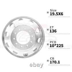 19.5 x 6 Wheel Rim for Dodge Ram 4500/ 5500 10 Lug Polished 763297 Front/Rear