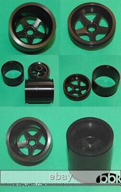 1/12 HONDA McLAREN MP4/6 METAL BLACK ANODIZED WHEELS FRONT & REAR f TAMIYA SENNA