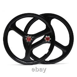 20 Fixed Gear Wheels Rims Set Front Rear Bike Bicycle Wheel 3-Spoke Black/White