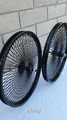20 Lowrider Bicycle Dayton BLACK Wheels 144 Spokes Front & Rear Set 20x2.125