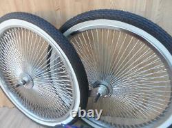 20 Lowrider Bicycle Dayton Chrome Wheels & White Walls 140 Spoke Front & Rear