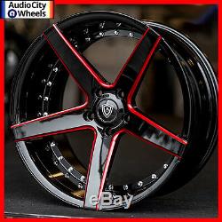 20 MQ 3226 WHEELS BLACK RED MILLED ACCENTS STAGGERED RIMS 5x120 FIT CAMARO SS