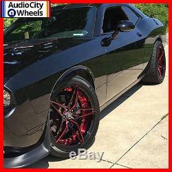 20 MQ 3259 WHEELS BLACK WITH RED INNER STAGGERED RIMS 5x120 FIT CHEVY CAMARO