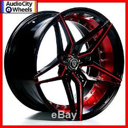 20 MQ 3259 WHEELS BLACK WITH RED INNER STAGGERED RIMS 5x120 FIT CHEVY CAMARO SS