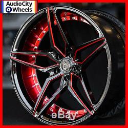 20 MQ 3259 WHEELS BLACK WITH RED INNER STAGGERED RIMS 5x120 FIT CHEVY CAMARO SS