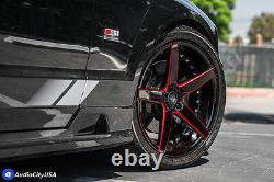 20 MQ M3226 WHEELS BLACK RED MILLED ACCENTS RIMS 5x114.3 FIT FORD MUSTANG