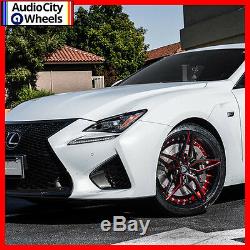 20 MQ M3259 WHEELS BLACK WITH RED INNER STAGGERED RIMS 5x112 FIT MERCEDES BENZ