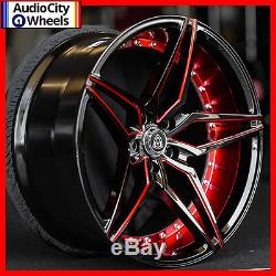 20 MQ M3259 WHEELS BLACK WITH RED INNER STAGGERED RIMS 5x112 FIT MERCEDES BENZ