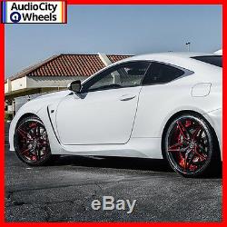 20 MQ M3259 WHEELS BLACK WITH RED INNER STAGGERED RIMS 5x114.3 FIT GENESIS COUP