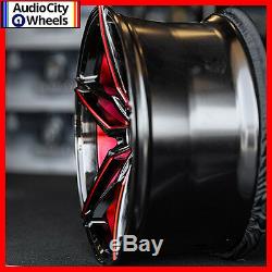 20 MQ M3259 WHEELS BLACK WITH RED INNER STAGGERED RIMS 5x114.3 FIT GENESIS COUP
