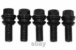 20 Porsche Cayenne OEM 14x1.5 R14 Ball Seat Lug Bolts Black 37 MM Shank Length