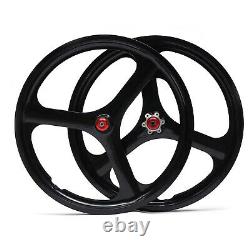 20 inch Fixed Gear Wheels Rims Set Front Rear Bike Wheel 3-Spoke Disk/Band Brake
